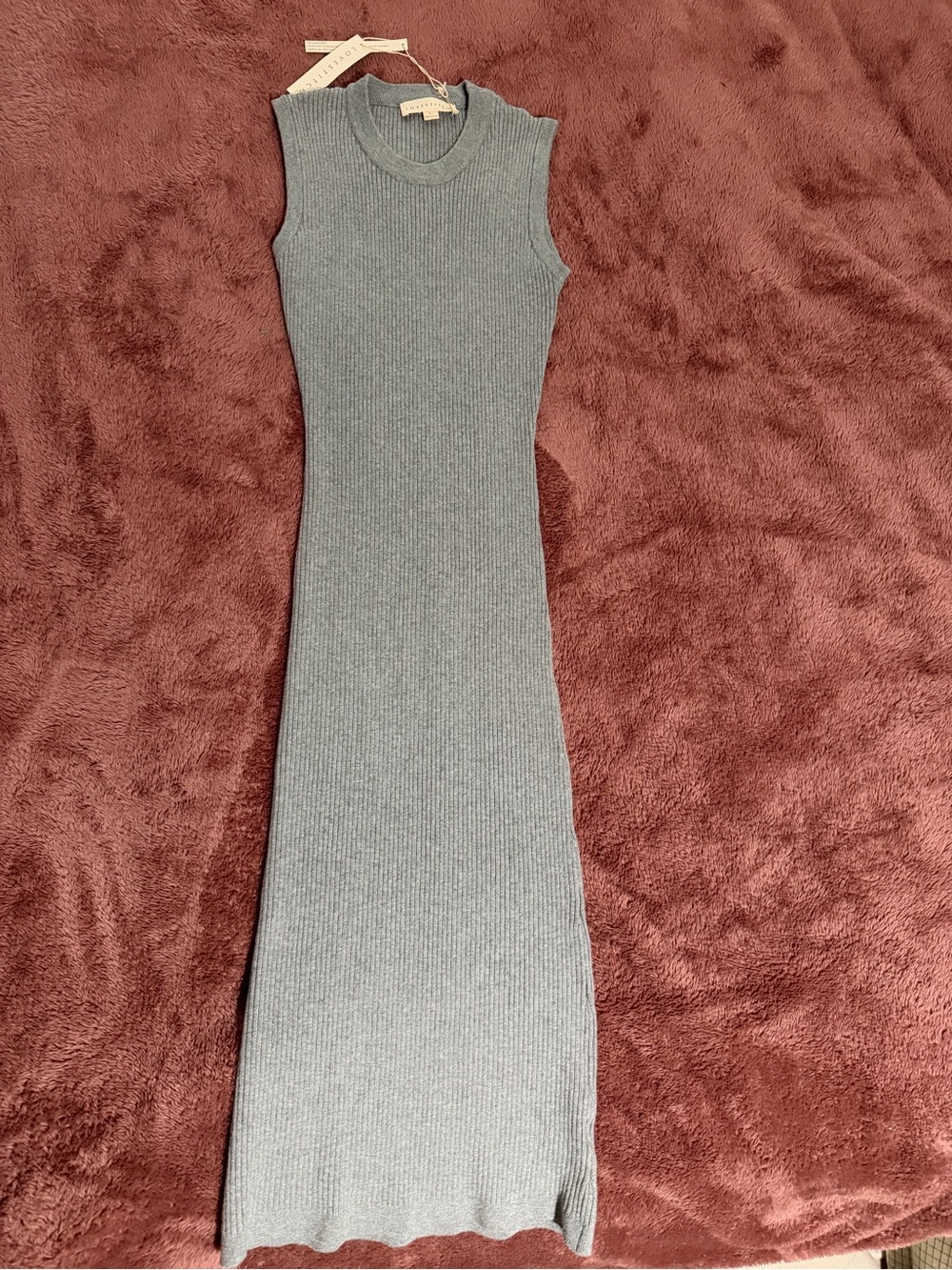 lovestitch Ribbed Sleeveless Midi Bodycon Dress in gray.